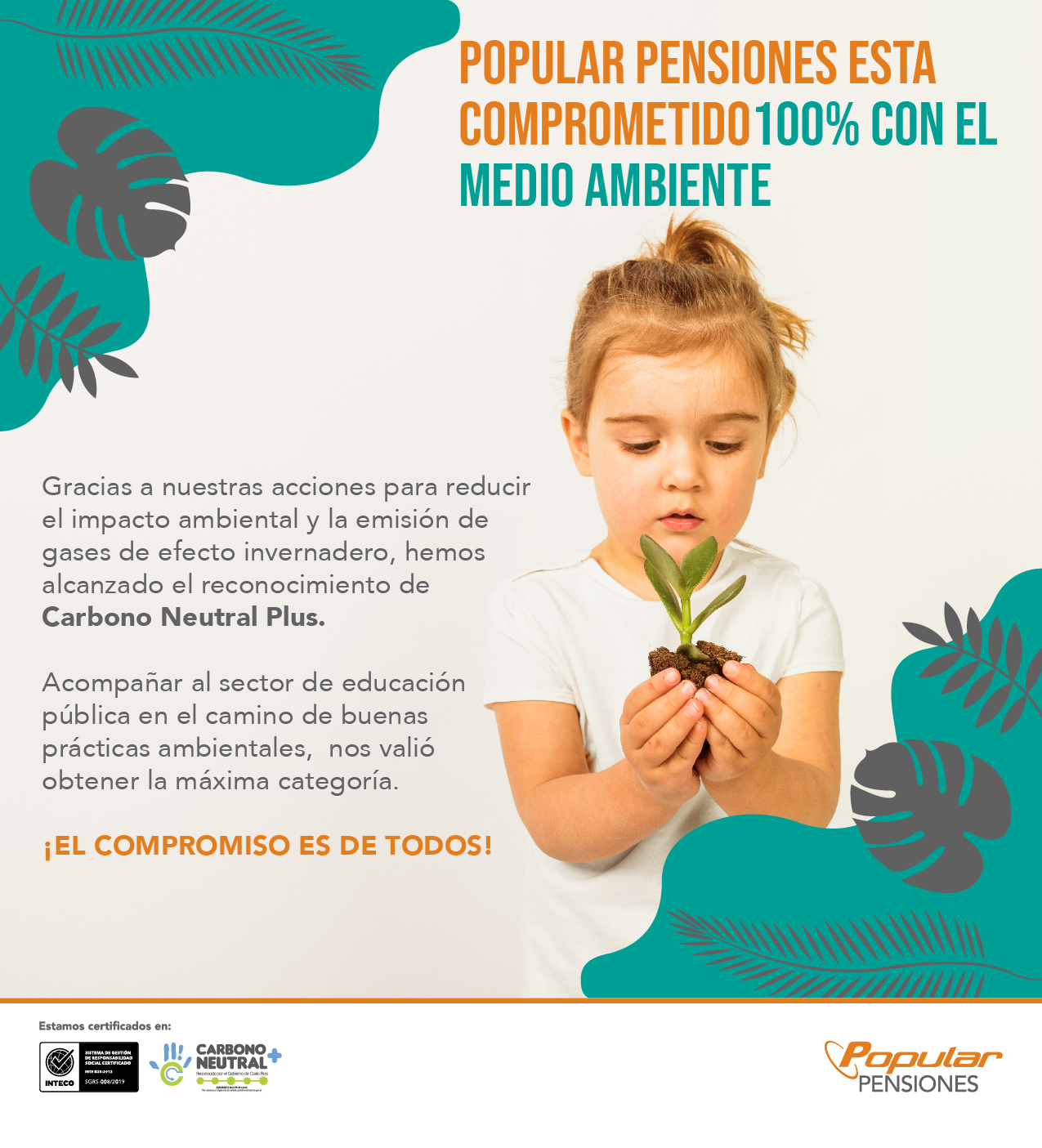 Popular Pensiones alcanza máxima certificación de Carbono Neutral