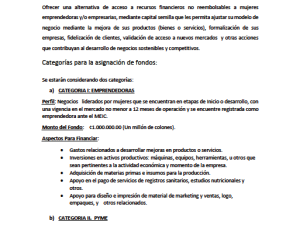 Condiciones - Programa Mujeres Crecen